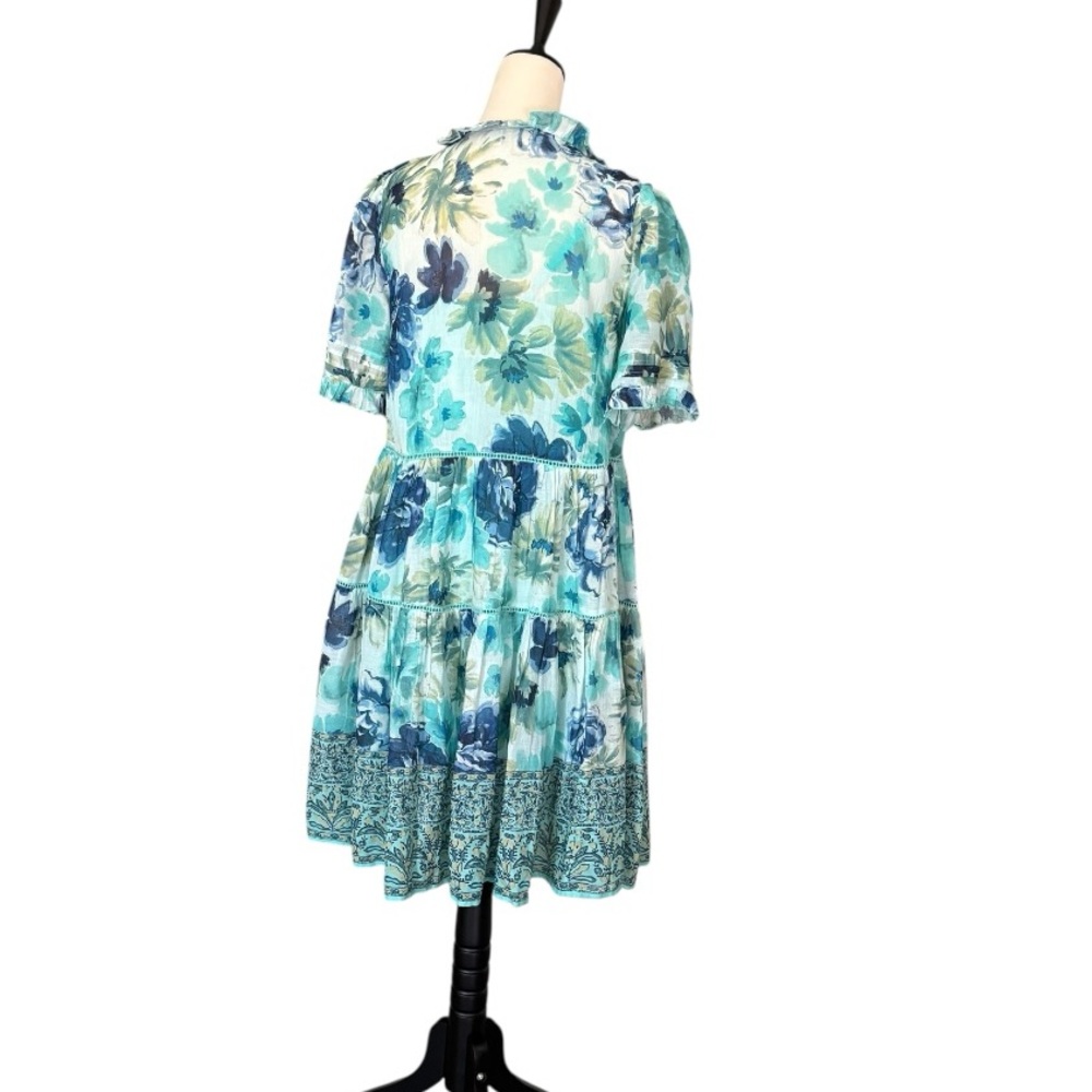 SUNDANCE Fields of‎ Beauty Floral Turquoise Boho 100% Cotton Dress XS - Picture 7 of 16